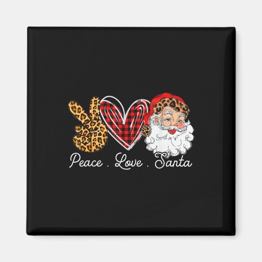 Peace Love Santa Leopard Buffalo Kerstmis 2021 Magneet (Voorkant)