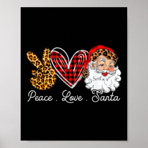 Peace Love Santa Leopard Buffalo Kerstmis 2021 Poster