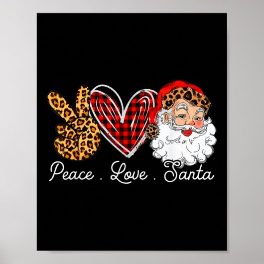Peace Love Santa Leopard Buffalo Kerstmis 2021 Poster (Voorkant)