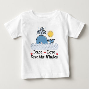 Peace Love Save the Whales Baby Long Slaper T-shir