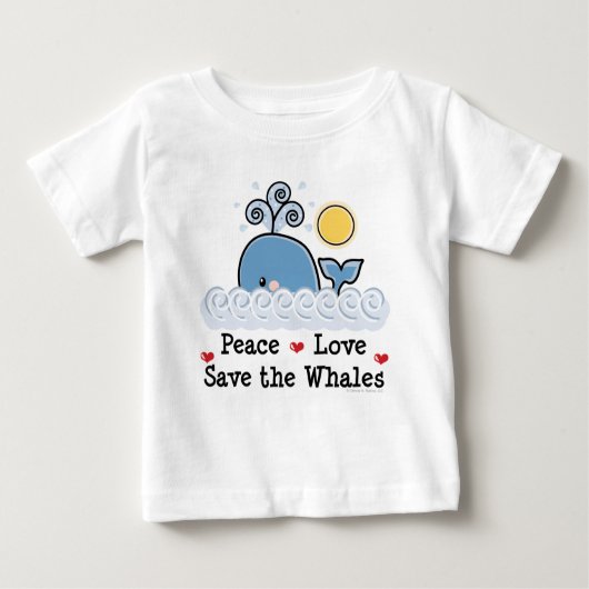 Peace Love Save the Whales Baby Long Slaper T-shir (Voorkant)
