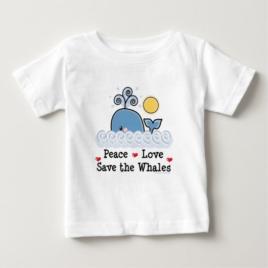 Peace Love Save the Whales Baby T-shirt (Voorkant)