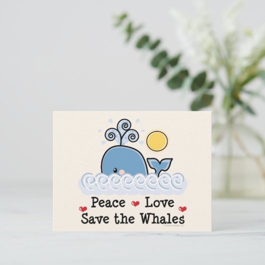 Peace Love Save the Whales Briefkaart (Staand voorkant)