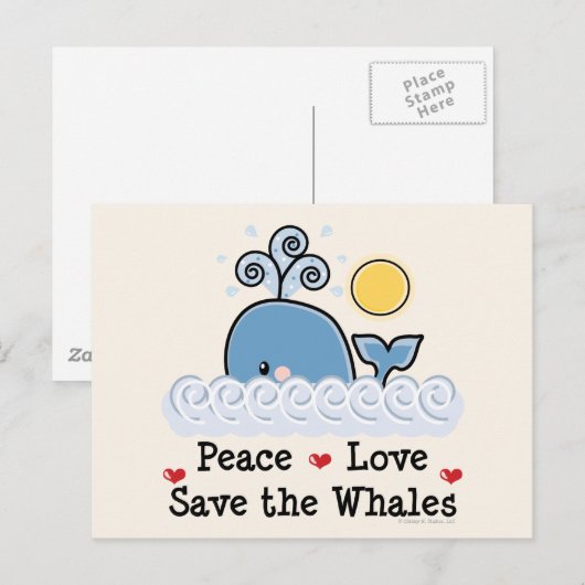 Peace Love Save the Whales Briefkaart (Voorkant / Achterkant)
