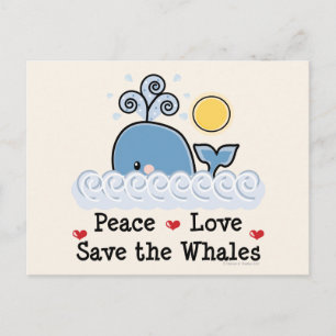 Peace Love Save the Whales Briefkaart