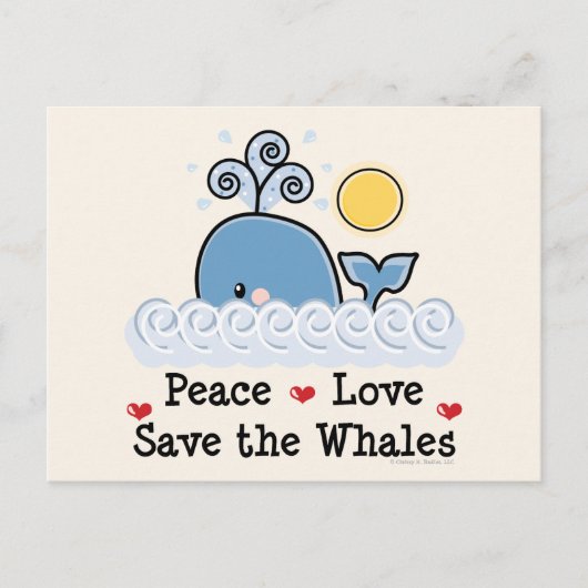 Peace Love Save the Whales Briefkaart (Voorkant)