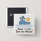 Peace Love Save the Whales Button (Voorkant /achterkant)