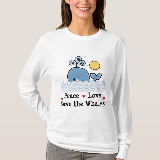 Peace Love Save the Whales Hoodie T-shirt (Voorkant)