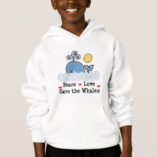 Peace Love Save the Whales Kinder Hooded Sweatshir