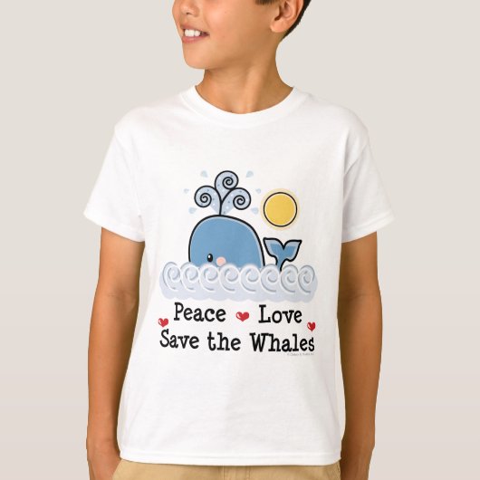 Peace Love Save the Whales Kinder T-shirt (Voorkant)