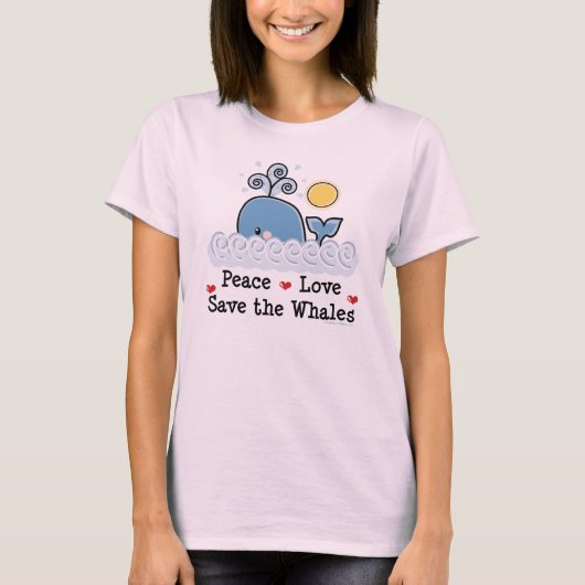 Peace Love Save the Whales Organic Tee Shirt (Voorkant)
