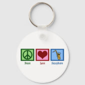 Peace Love Saxophone Sleutelhanger (Voorkant)