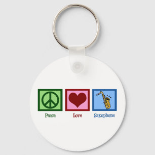 Peace Love Saxophone Sleutelhanger
