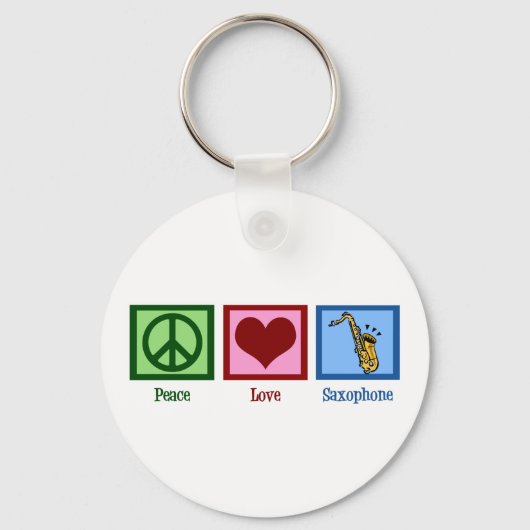 Peace Love Saxophone Sleutelhanger (Voorkant)