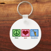 Peace Love Saxophone Sleutelhanger (Voorkant)