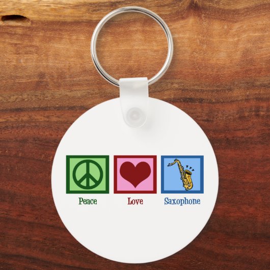 Peace Love Saxophone Sleutelhanger (Voorkant)
