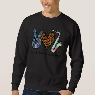 Peace Love Saxophones Leopard Trui