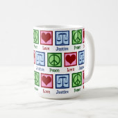 Peace Love Scales of Justice Cute Lawyer Rechter Koffiemok (Voorkant rechts)