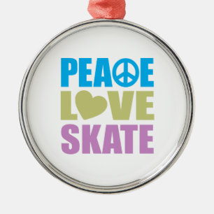 Peace Love Schaats Metalen Ornament
