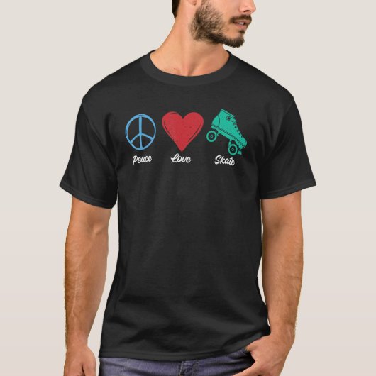Peace Love Schaats Roller Skating T-shirt (Voorkant)