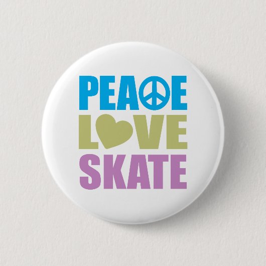 Peace Love Schaats Ronde Button 5,7 Cm (Voorkant)