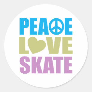 Peace Love Schaats Ronde Sticker