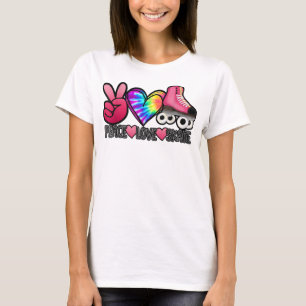 Peace Love Schaats - Tie Dye Roller Skater Heart S T-shirt