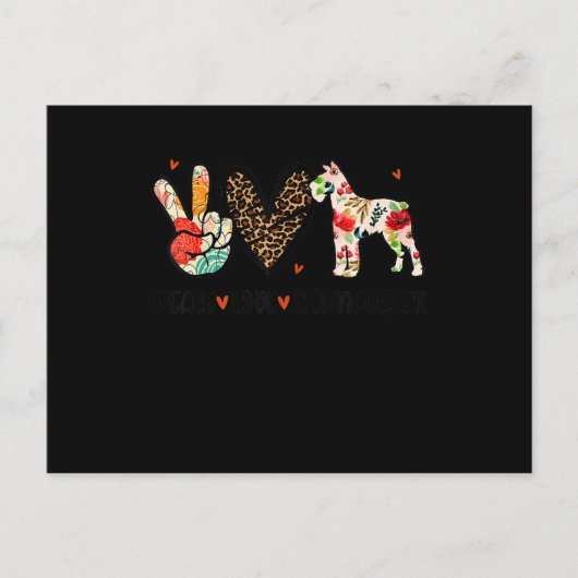 Peace Love Schnauzer Funny Gift Hondenliefhebber Aankondigingskaart (Voorkant)