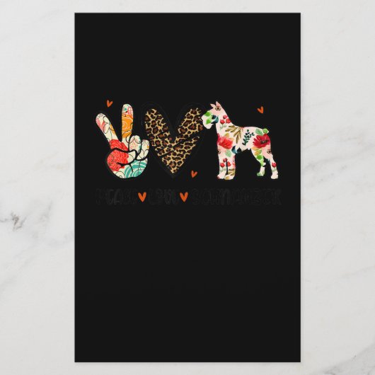 Peace Love Schnauzer Funny Gift Hondenliefhebber Briefpapier (Voorkant)