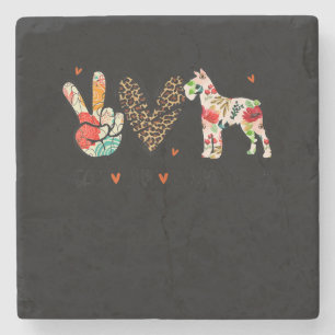 Peace Love Schnauzer Funny Gift Hondenliefhebber Stenen Onderzetter