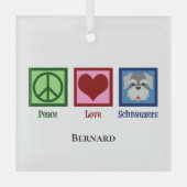 Peace Love Schnauzers Cute Persoonlijke Kerstmis Glas Ornament (Voorkant)