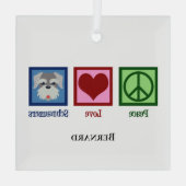 Peace Love Schnauzers Cute Persoonlijke Kerstmis Glas Ornament (Achterkant)