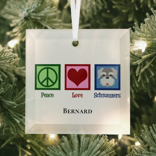 Peace Love Schnauzers Cute Persoonlijke Kerstmis Glas Ornament (Insitu)