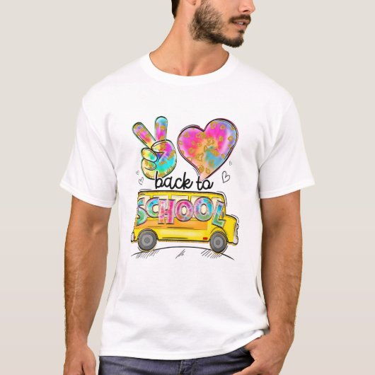 Peace Love School Bus Driver Cute Back to School T T-shirt (Voorkant)