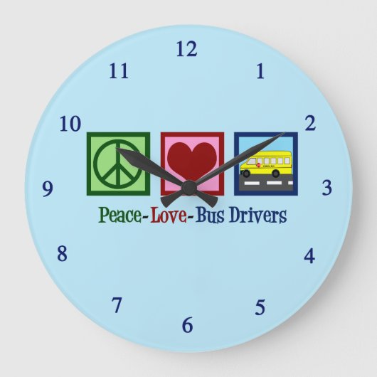 Peace Love School Bus Driver Grote Klok (Voorkant)