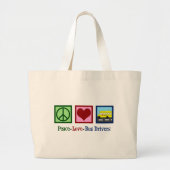 Peace Love School Bus Driver Grote Tote Bag (Voorkant)
