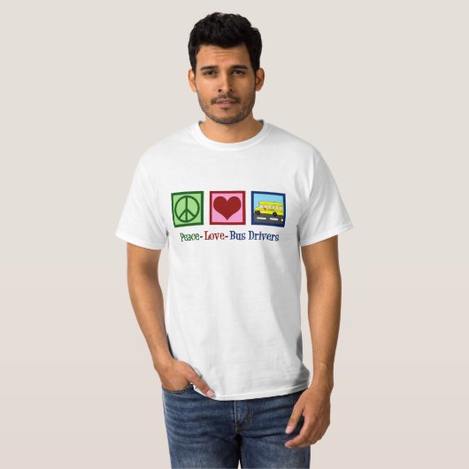 Peace Love School Bus Driver T-shirt (Voorkant volledig)