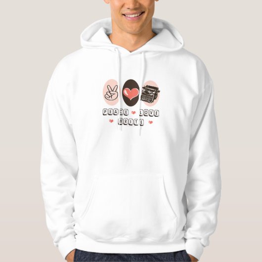 Peace Love Schrijfmachine Geboste Sweatshirt (Voorkant)