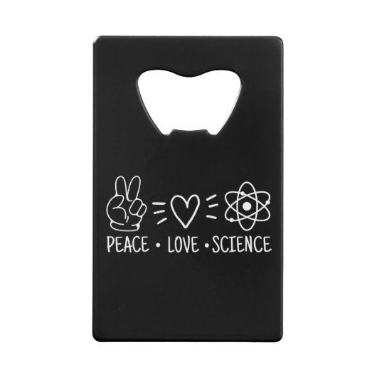 Peace Love Science Creditkaart Flessenopener (Voorkant)