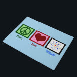 Peace Love Science Deurmat<br><div class="desc">Cool gift voor een leraar wetenschappen,  wetenschapper of gewoon een geek die graag leert hoe de wereld werkt. Cute Peace Love Science-ontwerp met een vredesteken,  hart en atoom-model.</div>