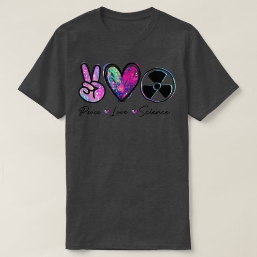 Peace Love Science Funny Teacher Premium T-shirt (Design voorkant)