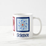 Peace Love Science Koffiemok<br><div class="desc">Cool gift voor een leraar wetenschappen,  wetenschapper of gewoon een geek die graag leert hoe de wereld werkt. Cute Peace Love Science-ontwerp met een vredesteken,  hart en atoom-model.</div>