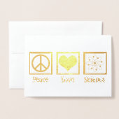 Peace Love Science Mooie wetenschapper Goud Folie Kaarten (Voorkant met envelop)