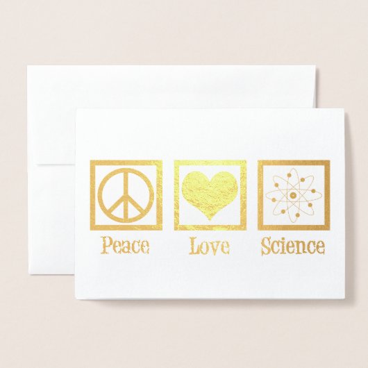 Peace Love Science Mooie wetenschapper Goud Folie Kaarten (Voorkant met envelop)