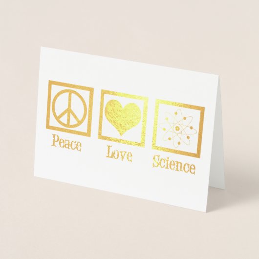 Peace Love Science Mooie wetenschapper Goud Folie Kaarten (Voorkant)
