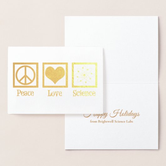 Peace Love Science Mooie wetenschapper Goud Folie Kaarten (Display)