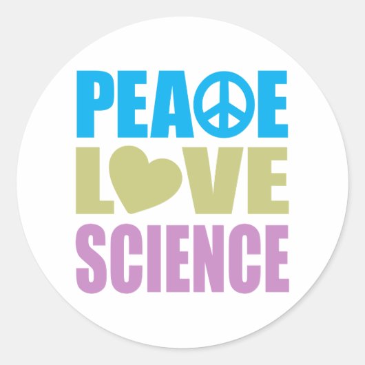 Peace Love Science Ronde Sticker (Voorkant)