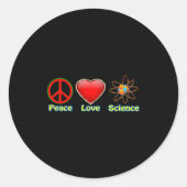 Peace Love Science  Ronde Sticker (Voorkant)