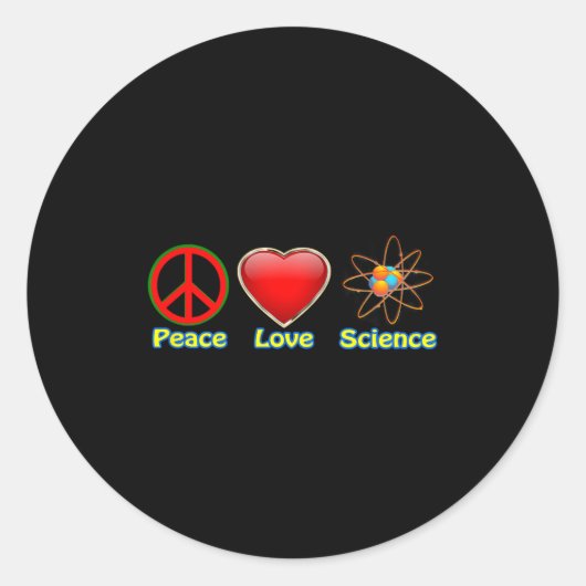 Peace Love Science  Ronde Sticker (Voorkant)