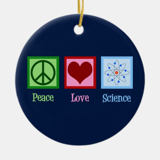 Peace Love Science Teacher Blue Kerstmis Keramisch Ornament (Voorkant)